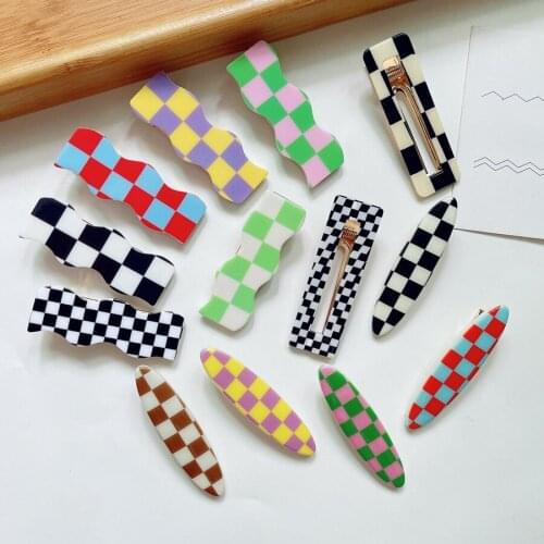 New Retro Geometric Acrylic Hairpin Fashion Leopard Check Printed Hairpin Girl Hairpin Female Bangs Hairpin Hairpin Accessories