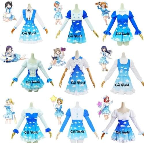 Love Live Honoka Kotori Umi Eli Nozomi Maki Rin Hanayo Nico Sky Lolita Dress Uniform Outfit Cosplay Costumes