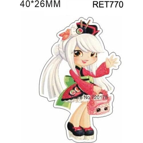 40*26MM New Girl cartoon Resin Planar Flatback Resin Cabochon Hairbow DIY Crafts Accessories 50pcs RET770H
