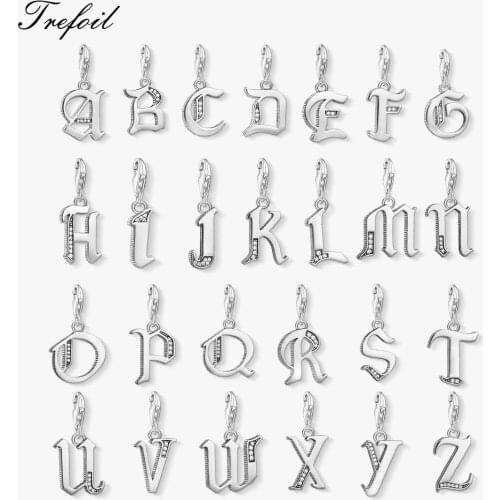 Lucky Letters Alphabet Charms Pendant,Jewelry 925 Sterling Silver Gift For Women Men Fit Bracelet Necklace Bag 2019 New