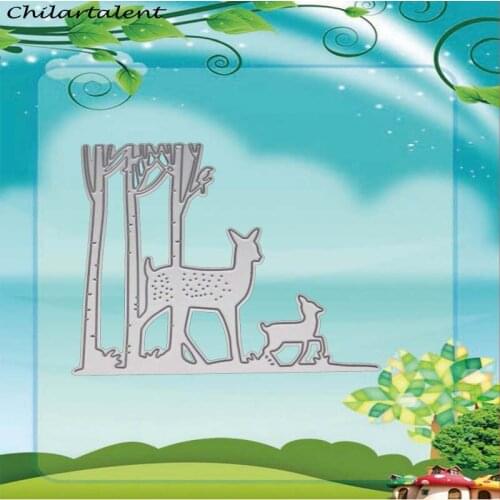 Tree and wolf frame metal cutting Dies decor Scrapbooking Craft clear Stamp Embossing card making Stencil paper cutter fustelle