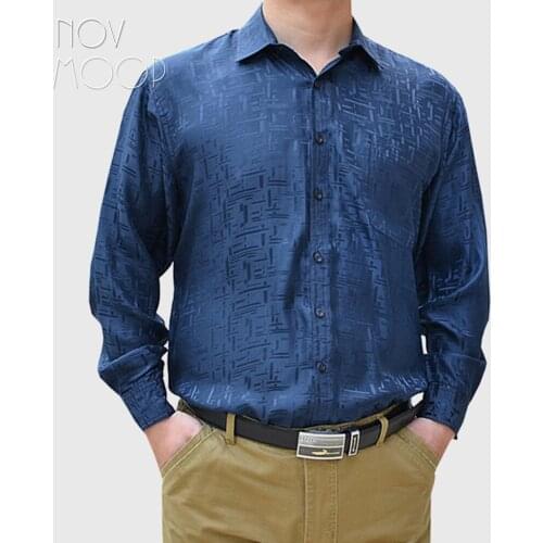 Blue grey white men 100% silk business shirts long sleeve plaid jacquard shirt chemise homm camiseta masculina LT1450 FREE SHIP