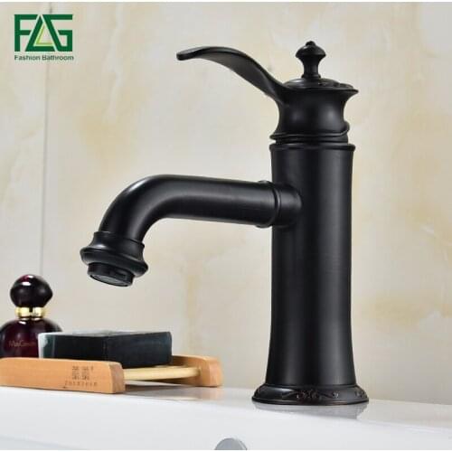 FLG Basin Faucets Brass Oil Rubbed Bronze Bathroom Faucets Bathroom Sink Faucet Countertop Deck Hot Cold Mxier Water Taps