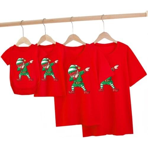 Family Matching Christmas Funny Cartoons Father Son Mother Daughter T-Shirt Family Look Adult Kids Baby Men Women Xmas Top