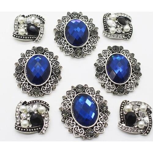 Vintage 10-pcs/set DIY handmade sewing jewelry accessories button alloy diamond crystal pearl wedding design button accessories