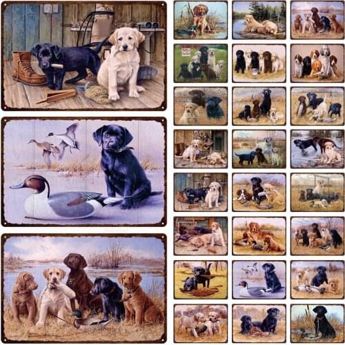 Vintage Animals Metal Sign Pet Dogs Pug Tin Signs Poster Retro Farm Plaque Pub Bar Garden House Painting Man Cave Decor 3Cda-35
