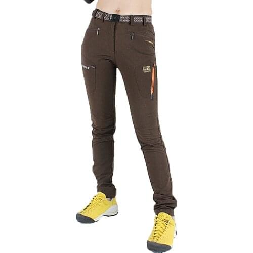 Women`s outdoor quick-dry waterproof windproof slim elastic hiking pants ladies Trekking cycling sports patchwork trousers