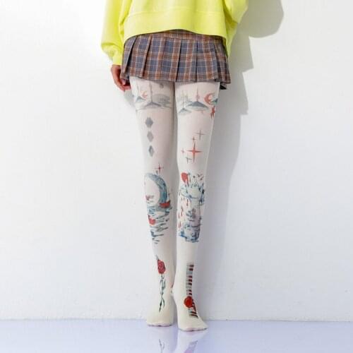 Harajuku-Style Printed Women Pantyhose Dark Of Panty-hose Dropship And Bulk