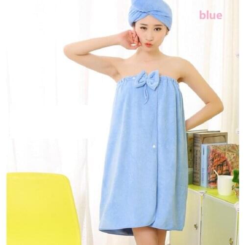 UBRUSH dress style bath towel with hat quickly-dry cute polyester towel Women Can Use This As Dress For Girl Soft And Fit Skin
