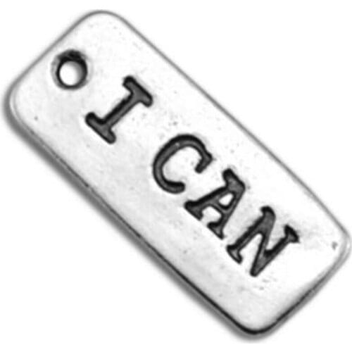 20Pcs Metal Letter I Can On Rectangle Charm Jewelry