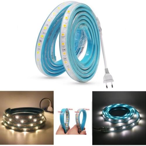 220V Engineering Strip Light SMD5050 60Leds/m Flexible Tape Ribbon Waterproof LED Rope Lamp Outdoor Decoration EU Plug