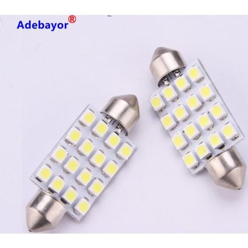 100X 39mm c10w 3528 16SMD LED White blue Car Dome Festoon Interior Light Bulbs Auto Festoon LED Licence Plate Dome Roof Car