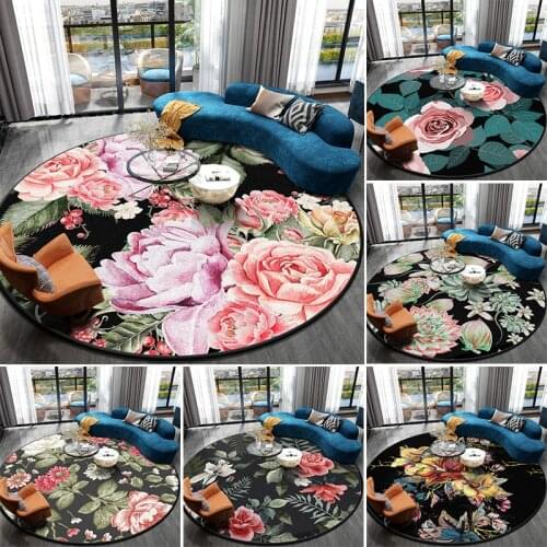 3D Flower Rose Round Carpet Balcony Table Circle Rugs Living Room Pastoral Home Floor Mat Soft Kids Rug Hallway Home Decorative