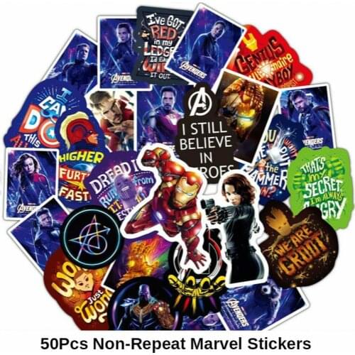 50Pcs Marvel Avengers Graffiti Stickers Suitcase Helmet Refrigerator Car Bike Motorcycle Guitar Sticker Cartoon Toy