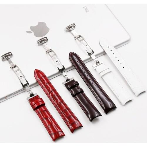 Watch accessories leather strap female for Tissot female watch belt 1853 leather cool map T035 Kutu female watch with T035210A