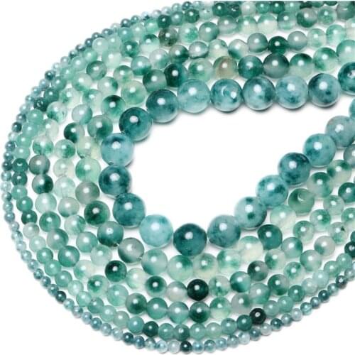 Wholesale Green leaf Chalcedony Jade 4/6/8/10/12/14mm Pick Size Gemstone Beads Accessories For Fine Jewelry Making