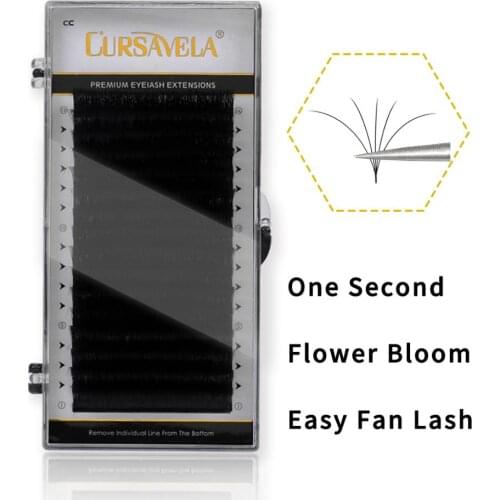 CURSAVELA Eyelash Extension 3D Camellia Volume Lashes Auto Bloom Premade Individual Eyelash Ellipse Grafting Lashes 16 rows