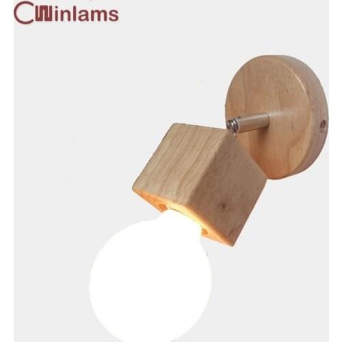 E27 Modern Japanese solid wood Wall Lamps creative living room bedroom bedside balcony aisle mirror headlights