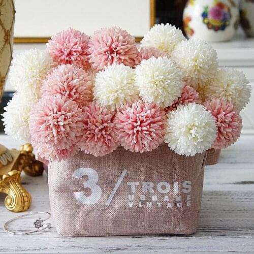 Artificial Flower Bouquet Silk Dandelion Flower Ball Fake Flowers DIY Wedding Party Table Decor Bride Hold Bouquet Home Decor