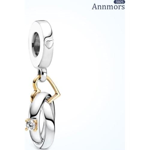 Heart Ring-shape Charm 925 Sterling Silver Charm Fits Original Pandora Bracelet Charm Romantic Jewelry Gift for The Wife Lover