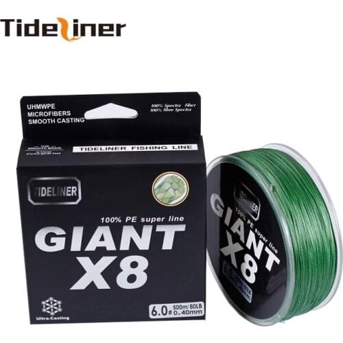 Tideliner 8 Braided Fishing Line 500m/5460yds 8 strands 0.14mm-0.5mm,size:15-100lb PE braided line J-Braid Line fishing