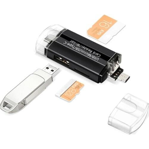 OTG Card Reader 4 In 1 Type C Micro USB2.0 High-speed TF/SD Multifunctional HUB Computer Extension Headers