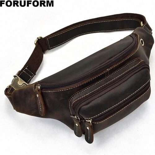 Genuine Leather Chest Bags Leather Bag Belt Men Phone Pouch Bags Travel Waist Pack Male Waist Bag Belt LI-2277