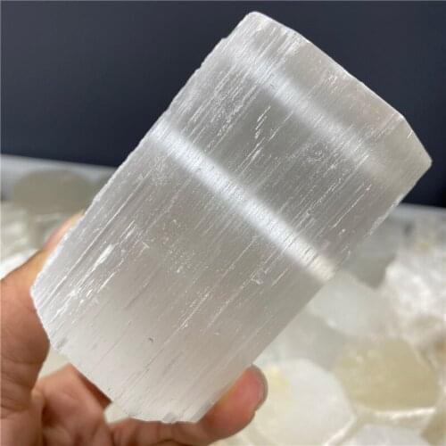 Natural Quartz Crystal Selenite Cylindrical Reiki Healing Home Decor Mineral Specimen
