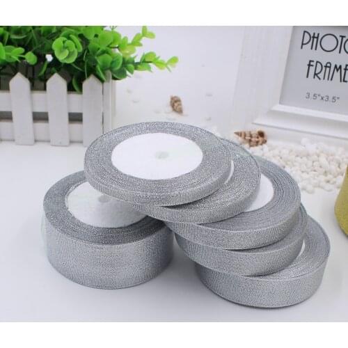 New 22meters/roll Silver Polyester Ribbon Chrismas Wedding Decoration Gift Wrap Box Package Onion Fabric Ribbons DIY Accessories