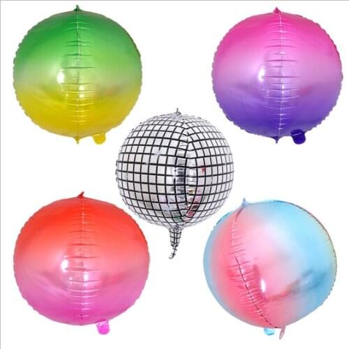 New 22 Inch Gradient Metal Rainbow 4D Round Aluminum Film Balloon Wedding Birthday Store Party Decoration