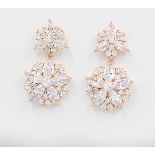 Wick Dolly new tassel earrings can swing ladies fashion aristocratic wedding jewelry 585 rose gold natural zircon bohemian earri