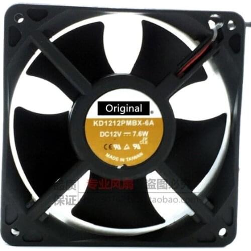 Original 100% working KD1212PMBX-6A 12038 120mm 120*120*38MM 2 wire fan 7.6W server inverter axial cooling fan