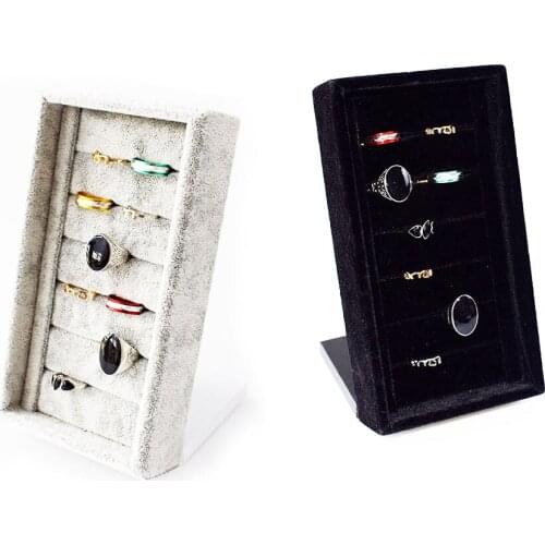 SZanbana Jewelry Trays Ring Display Stand Box 7 Slot Velvet Bracelet Showcase Earring Organization Necklace Storage case