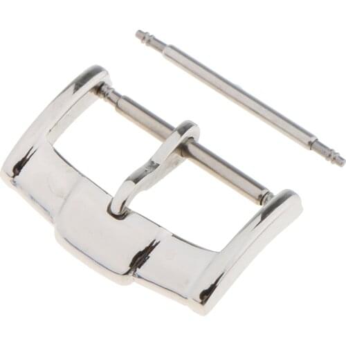 Silver Watch Band Pin Buckle Polished Steel Wrist Strap Clasp 18/20/22mm
