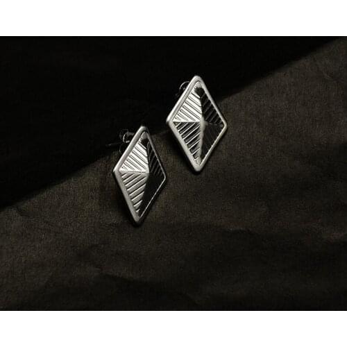 Triangle Simple Prism Stripe Niche Mini Texture Female Earrings Fashion Temperament Titanium Steel Jewelry Does Not Fade