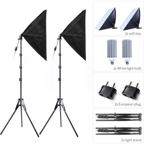 Photography Softbox 50*70cm Lighting Box With 20W Corn Bulb 2M Light Stand EU Plug USA Adapter Photo Studio Kits For Photo Video
