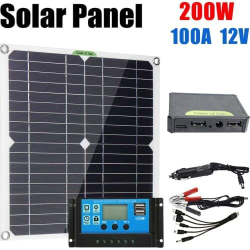 Solar System 200W 20V Solar Panel Power Bank Car Battery Solar Charger Solar Panel Kit Complete For Home Outdoor Camping RV