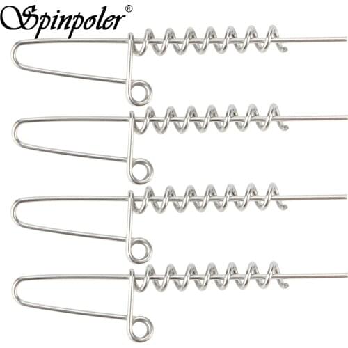 Spinpoler 20pcs Spring Lock Pins Stainless Steel Soft Bait Lure Spring Lock Pin Fishing Hook Connect Fixed Latch Tackles