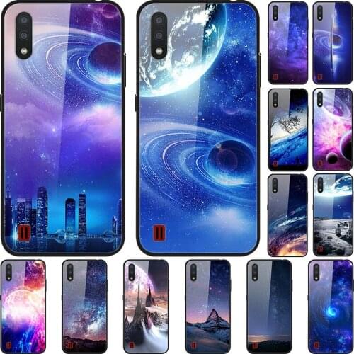 Glass Case For Samsung Galaxy M01 Tempered Glass Phone Case Phone Cover Phone Shell Star Sky Series
