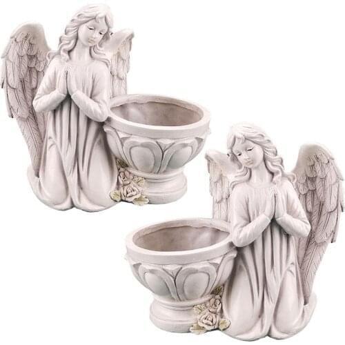 Vase Decor Praying Angel Planter Garden Succulent Desktop Girl Angel Flower Pot Indoor And Outdoor Flower Tank Decor Resin Craft