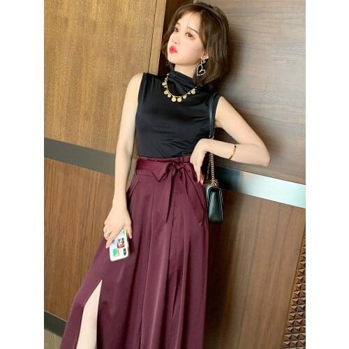 Top Quality Cool wind simple half high collar sleeveless gloss primer summer new