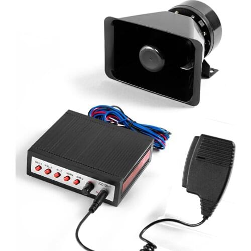 YHAAVALE Loud Power 100W 12V 5 Sounds Car Police Siren Amplifier Emergency Warning Horn Alarm MIC PA System