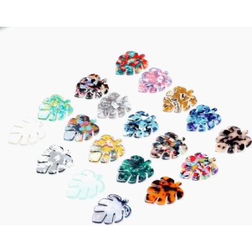 Boho Jewelry,Tortoise Shell Earring Charms,Acetate Acrylic Beads,BIG Monstera Leaf Shaped ,Earring Parts,Ohrringe finding-ACE217
