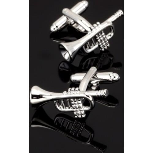XK285 Crazy promotions silvery music horn Cufflinks