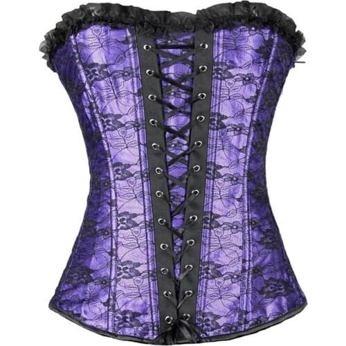 Women Corsets for Waist Mesh Gothic Clothes Lace Up Corset Tops to Wear Out Gaine Ventre Fajas Colombianas Bustier Femme Red 2XL