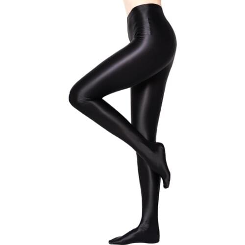 DROZENO Womens Sexy Skinny Casual Safety Pants Yoga Sports riding tights Party pants Shiny smooth trousers