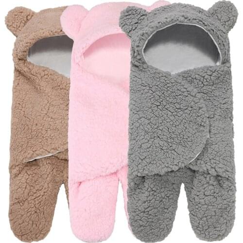 Newborn Baby Winter Warm Sleeping Bags Wrap Toddler Soft Fluffy Faux Cashmere Blanket Infant Boys and Girls Stroller Wrap