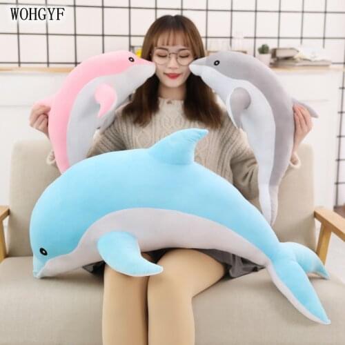 1pc 160CM Big Size kawaii Dolphin Plush Toys Lovely Stuffed Soft Animal Pillow Dolls for Children Girls Sleeping Cushion Gift