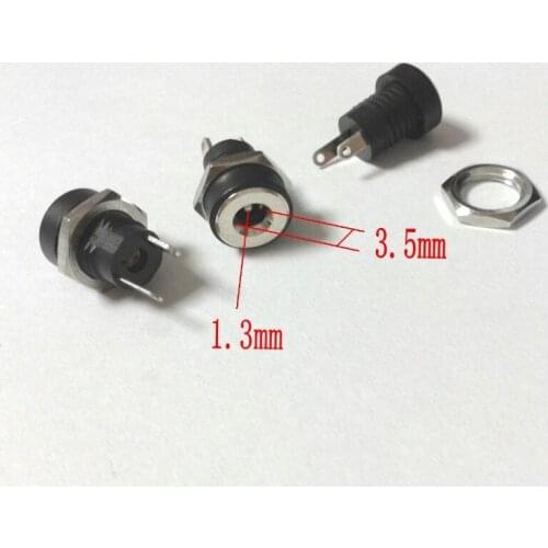 100pcs copper 3A 3.5mm X 1.3mm DC Socket Power Charger Plug Panel Mount adapter New