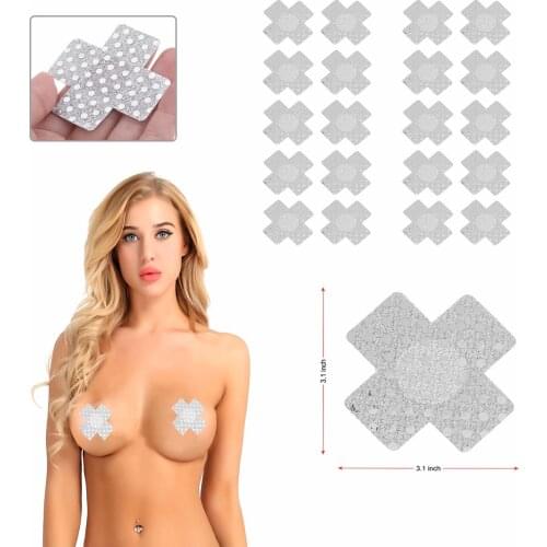 US STOCK 20Pcs Women Cross Shape Self-Adhesive Disposable Satin Nipple Cover Breast Pasties Stickers For Women Intimates